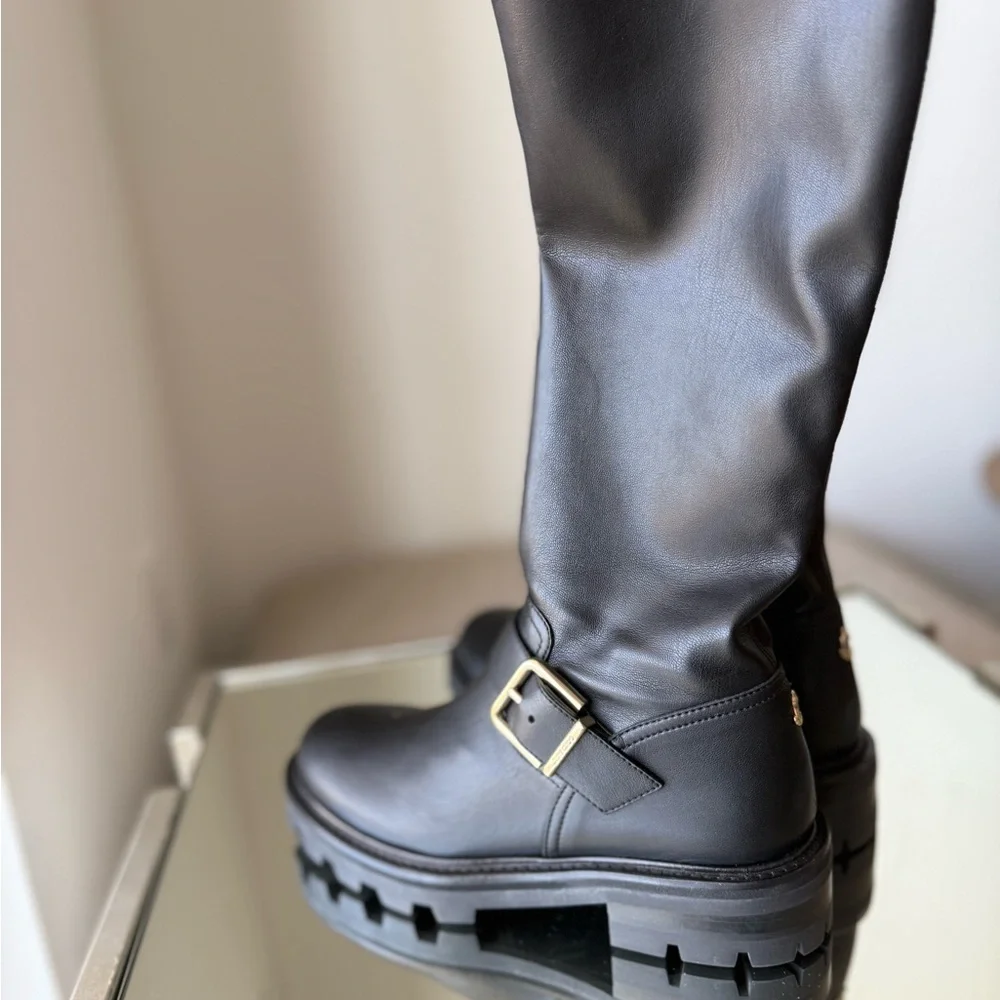 New JIMMY CHOO Biker II buckled leather over-the-knee boots $1,350 36